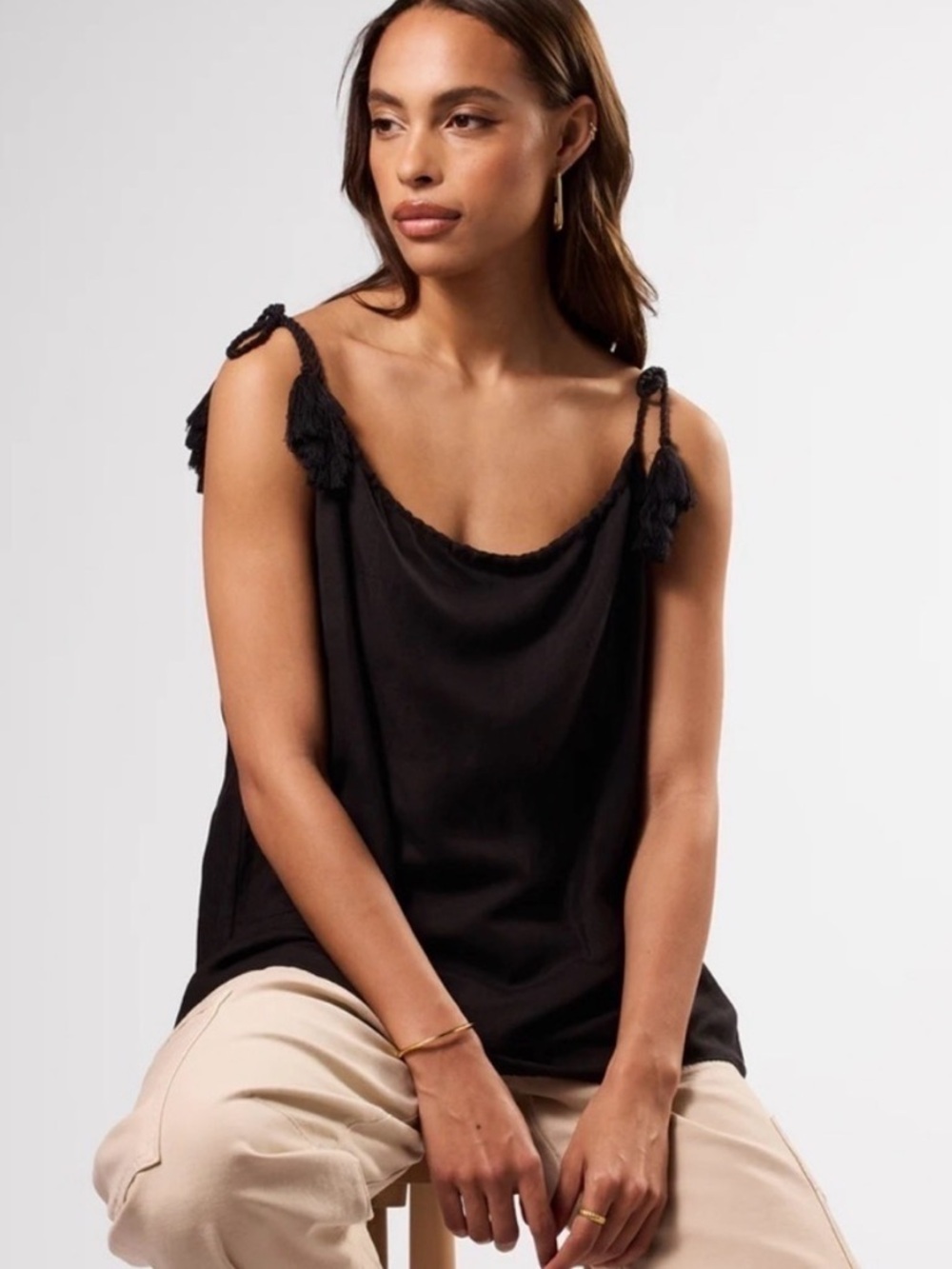 NWT Amour Vert Cor Cor Black Tassel Tank